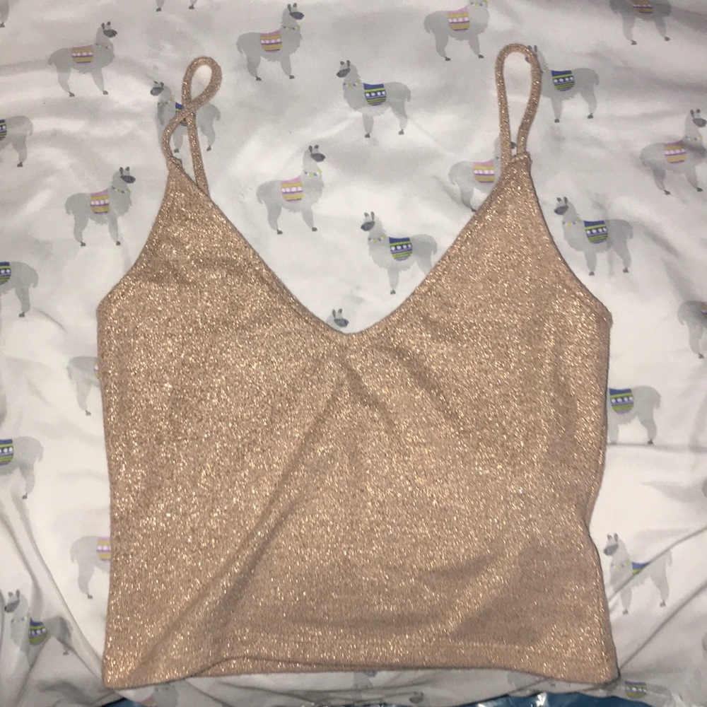 Forever 21 SHIMMERY CROP TOP CUTE V
